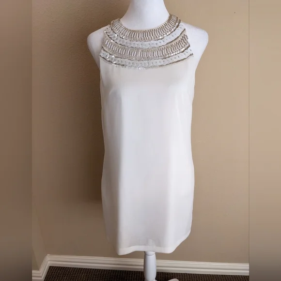 bebe | Dresses | Bebe Beaded Collar Shift Dress Size Xs | Poshmark